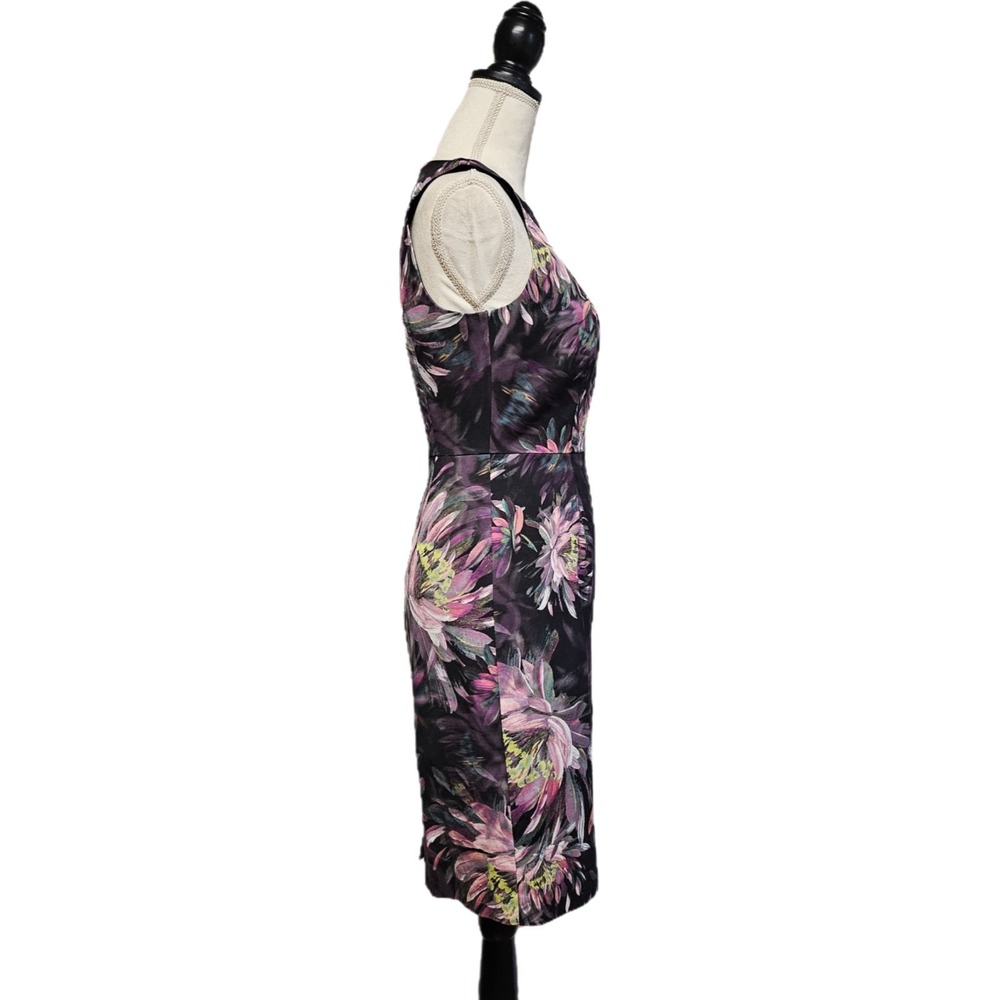 Trina Turk Watercolor Waterlily Black Floral Kurdson Sheath Dress Size 4‎ Office - Picture 4 of 8
